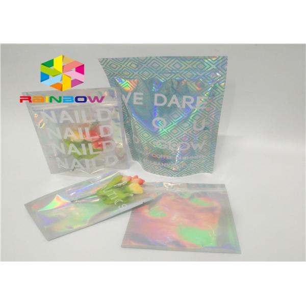 printing zipper plastic mylar foil k packaging hologram laser holographic stand up zip pouch bag for gift/bottles