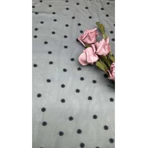 Flocked Mesh Lace With Embroidered Sheer Elegance With Subtle Design