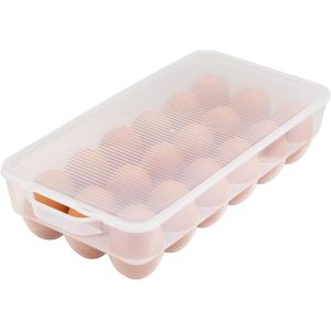 Clear Plastic Egg Holder For Refrigerator, Stackable Egg Storage Trays With Lid