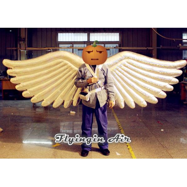 Shiny Slivery Angel Wings Inflatable Costumes for Adults Stage and Party Performance