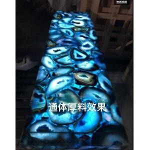 Custom Polished Blue Agate Backsplash Tile Semi Precious Stone Slabs
