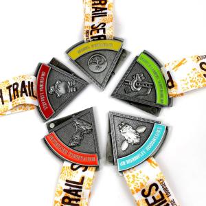 5 Part Antique Silver Segment Custom Event Medals With Magnet