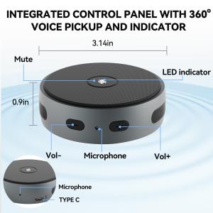 Wireless USB Conference Speakerphones Noise Cancelling 360 Degrees Omnidirection