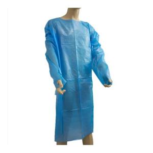 10 Pack Blue CPE Coat Aprons 45" x 75". Disposable Polyethylene. Unisex Liquid