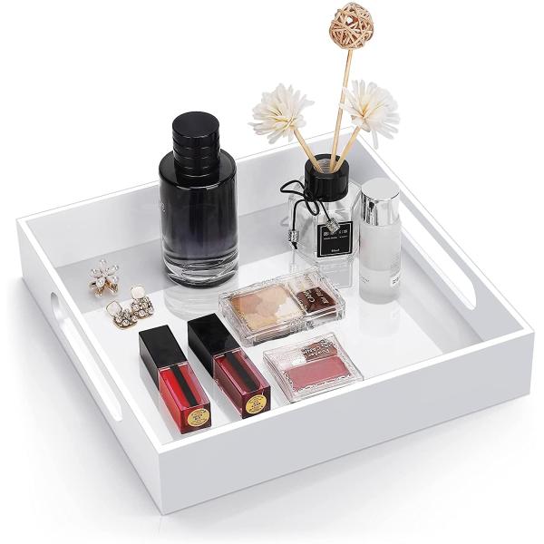 Large White Acrylic Tray With Handles Serving Lucite Square