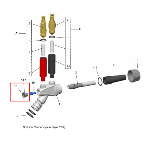 1007792 Nozzle Fixation Complete For IG06 owder Injector