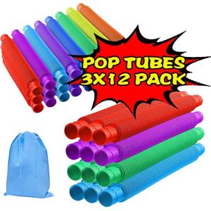 Many Colors ABS Material Pop Tube Fidget Toys Soft Ring Shape Changing For Kids