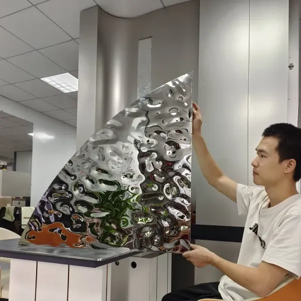 Decorative Stainless Steel Sheet with Water Ripple Effect for Wall Cladding in 304 Grade