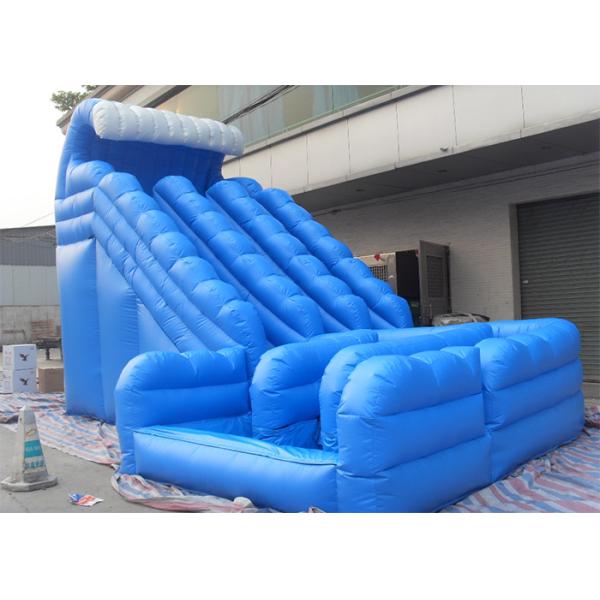 Customized Large Commercial Inflatable Slide Blue Curvy / Blue Wave