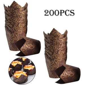 Birthday Party Muffin Brown Mini Tulip Paper Cupcake Liners Greaseproof