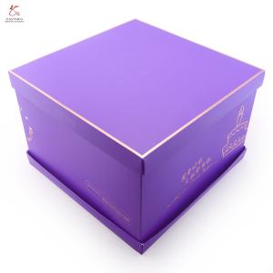 Custom Printed Cardboard Paper Boxes Purple Colored Cake Packaging Box with