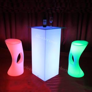 Wholesale Outdoor LED Light Cocktail Table High Cuboid PE Plastic Material With Remote Control from china suppliers