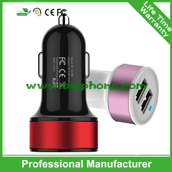 Mini and Stylish USB Car Charger 2.1A for Truck and Car 12-24V Up to 12 Color