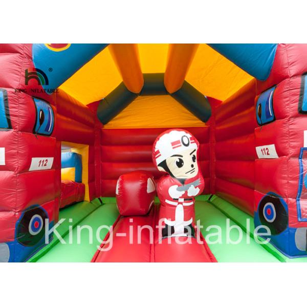 Slide Type Fire Truck Trampoline Inflatable Jumping Castle For Indoor Kids