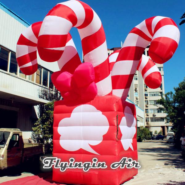Customized Christmas Inflatable Candy Cane Box for Christmas Supplies