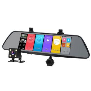 8inch 4G Android Rear View Mirror Car camera DVR GPS with 3 camaras +Fm +wifi+