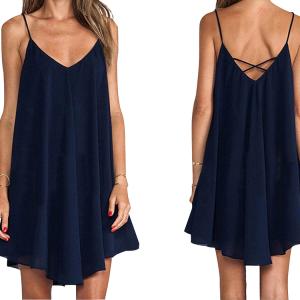 China Newest Design Women Wholesale Sexy Spaghetti Strap Pure Color Flare Off Shoulder Casual Dress on sale