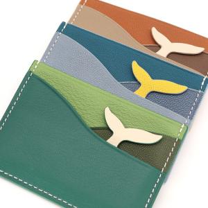 Customizable Small Slim Leather Cardholder with RFID-Blocking Real Leather ID