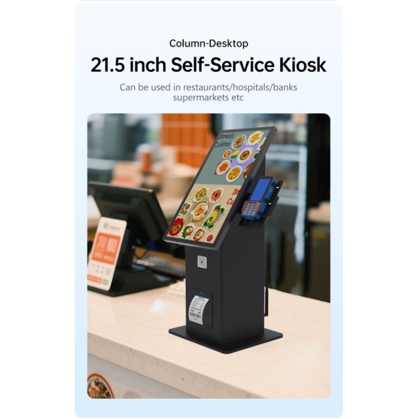 21.5 inch Desktop Self Ordering Pos Printer Ordering Kiosk Digital Restaurant Menu Self Payment Kiosks