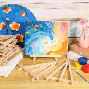 8 X 10 Inch Art Canvas Painting Kits With Wooden Easels Stands For Group