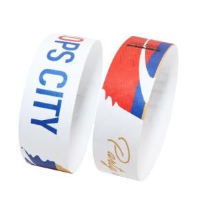 Barcoding Tyvek Paper Wristbands Custom Logo Printing Tear Resistant