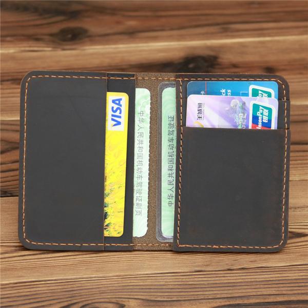Credit Card Luxury Full Grain Leather Burnished Finish Bifold Front Pocket Slim Wallet