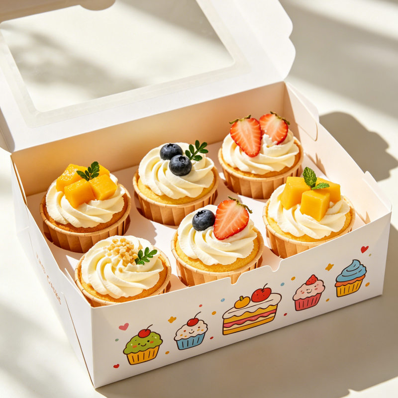 Customized Logo Foldable Window Cake Packaging Box with Eco-Friendly Material and Flat Pack Design