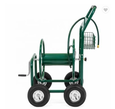 Customized Stainless Steel Four Wheels Garden Hose Reel Cart for Long Range