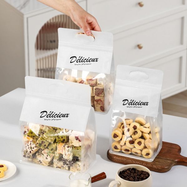 Custom Ziplock Plastic Bread Bag Handle For Food Packaging