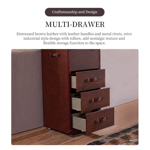 Nidea #8602 Customized Handmade Durable American-Style Retro Leather Side Table for Living Room Hotel Coffee Shop Bars