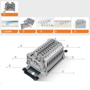 SAK-2.5EN / JXB-2.5/35 DIN Rail Screw Clamp Terminal Blocks 800V 24A