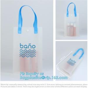 Waterproof recycled handle shopping square bottom transparent pvc plastic bag,