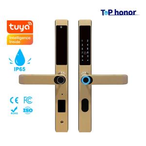 Gold Bridge Cut Tuya App Door Lock Remote Control Fingerprint Code Card Key Lock