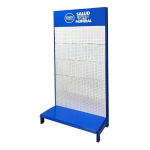 China Xingye Factory Custom Size Color metal supermarket shelf perforated back plate display rack on sale