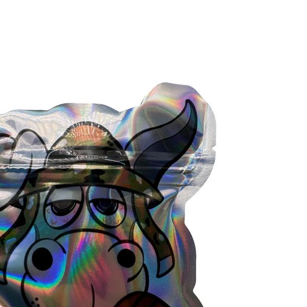 Bull Shape Die Cutting Resealable Flat Zipper Pouch For Herb Flower Candy Packaging