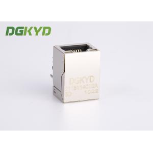 WIFI PCB RJ45 Modular Jack With Magnetics , LEDs And EMI Fingers OEM 90 Degree