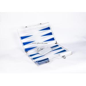 China Blue White Triangle color Luxury Transparent Acrylic Lucite Backgammon Sets on sale