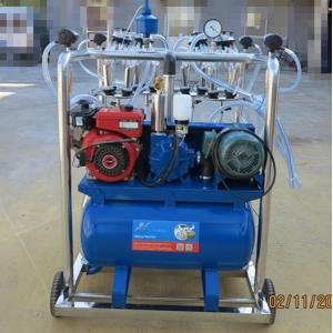 Diesel Engine Eletric Motor Mobile Sheep Milking Machine 550 l / Min Vacuum Pump
