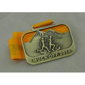 3D Die Casting Running Ribbon Medals For 2014 Muck Off And Antique Brass Plating