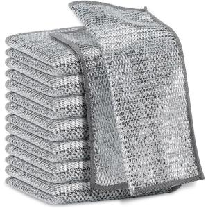 KILINE Single Layer Kitchen Scrubbing Dish Cloth Silver Wire Multipurpose Dish
