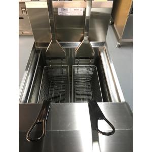 Two Pots Four Baskets Gas Heating Chips Open Deep Fryer With Oil Filtration