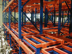 Green Q235B Steel Push Back Pallet Racking 2 To 5 Deep Easy Installation