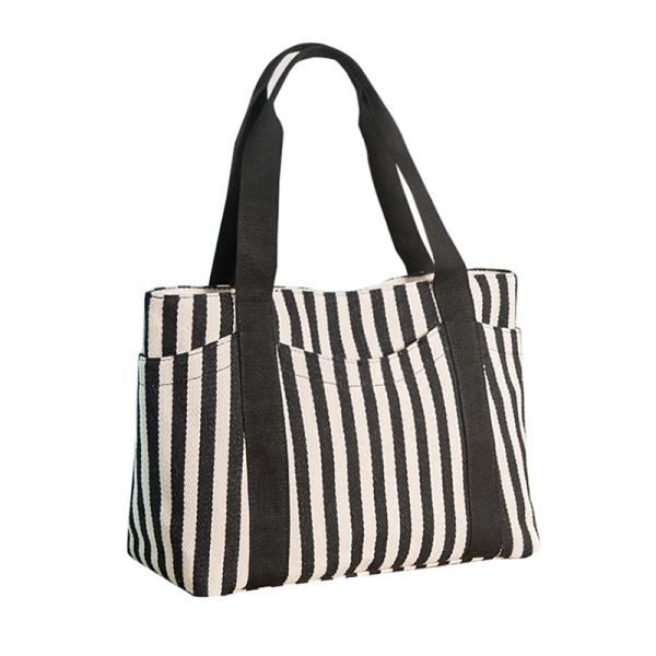 Simple Stripe Diagonal Canvas Tote Bags Single Shoulder Bag