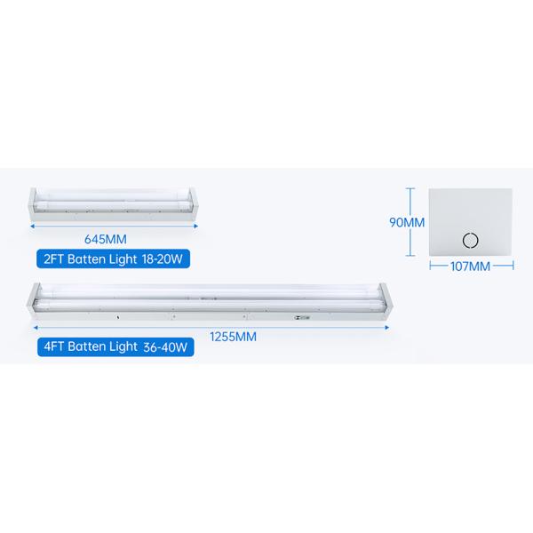 9w 18w Emergency Single 4FT Tube Light Fixture With Transparent Diffuser