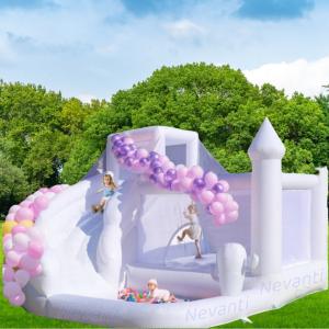 2024 Unisex Inflatable White Bouncy Castle with Slide and Ballpit White Packing