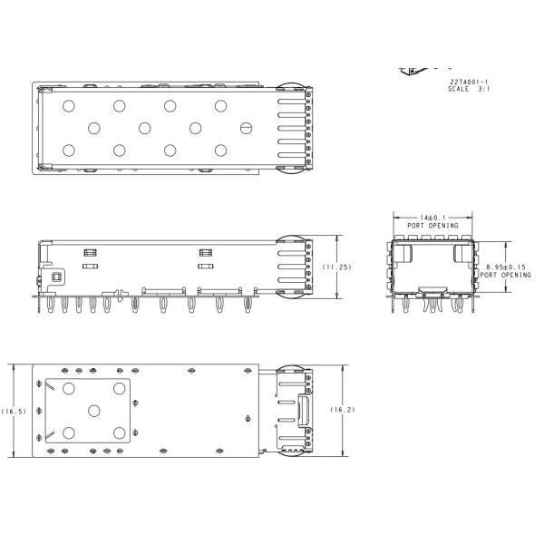 2274001-1 ZSFP+ Cage 1x1 Port 32 Gb/S Press Fit Mount