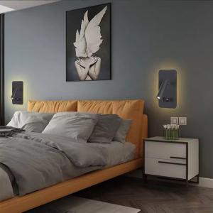 Dual Switch Usb LED Wall Lamp Hotel Bedside Embedded Black 3w 110-240v 3000k