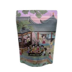 Chinese Classical Style Plastic Stand Up Pouches With Clear Window And Zipper