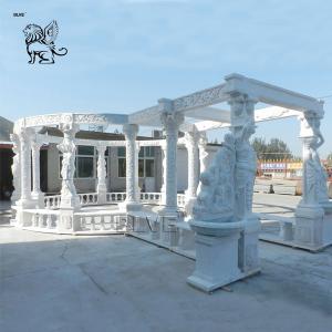 China Large Marble Gazebo White Garden Solid Stone Pavilion Hand Carved Statues on sale