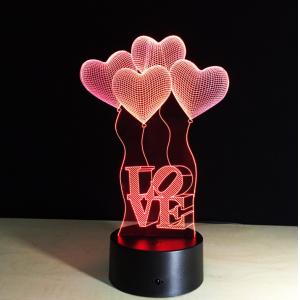 Heart Shape 7 Colors Change 3D LED Night Light with Remote Control Ideal For